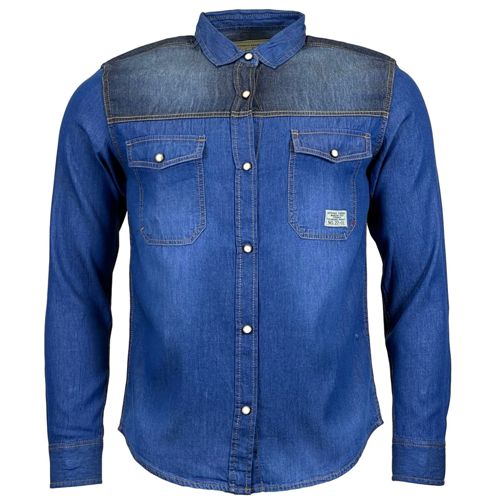 Mens Jack South Long Sleeved Contrast Denim Shirt-3