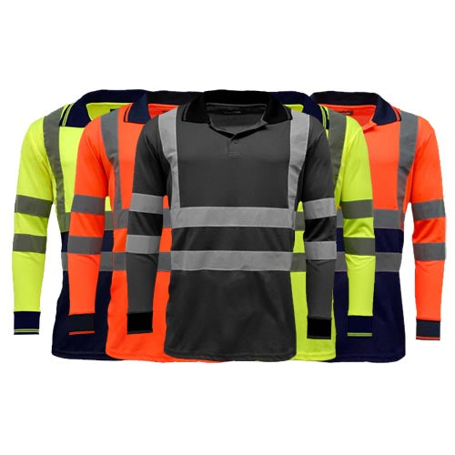 HV005 Hi Vis Long Sleeve Polo Shirt