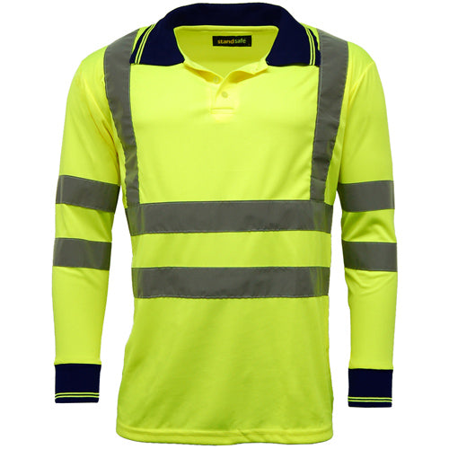 HV005 Hi Vis Long Sleeve Polo Shirt